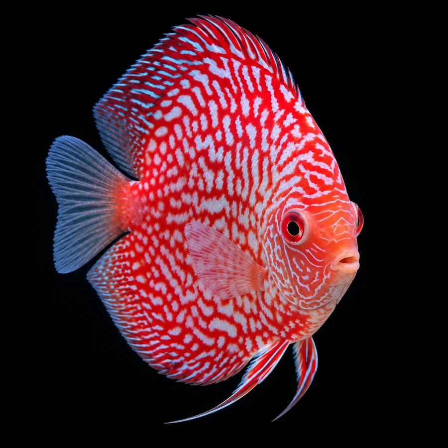 Disco rojo y blanco, pez de agua dulce