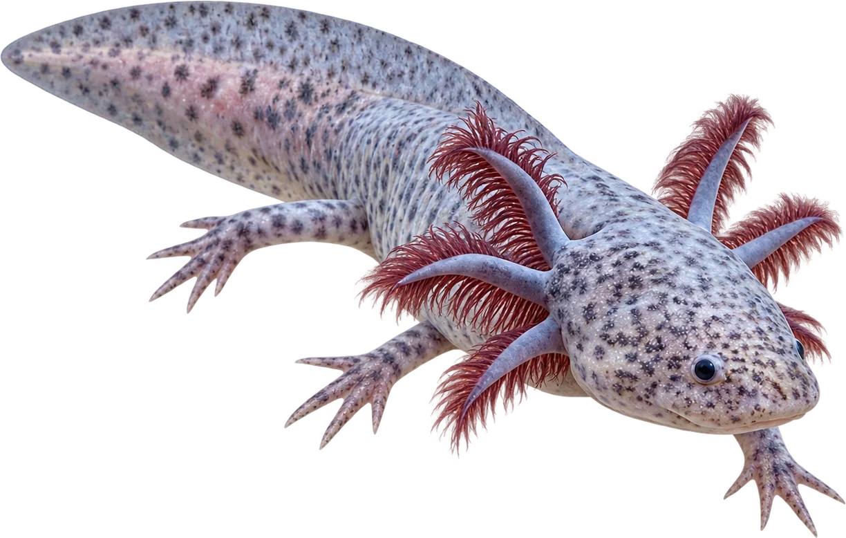 Ajolote Silver Dalmatian, Ambystoma mexicanum