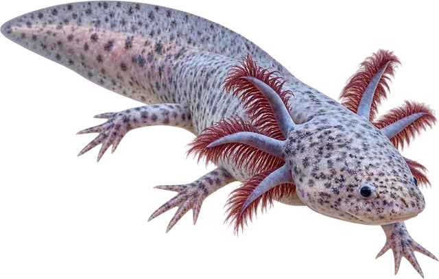 Ajolote Silver Dalmatian, Ambystoma mexicanum